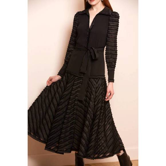 NEW JESSIE LIU chevron dress in black - Picture 1 of 3